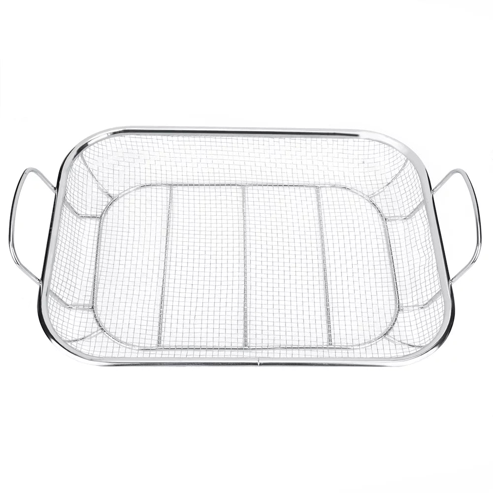 VIFERR Barbecue Fish Holder Grill Basket, Stainless Steel BBQ Grill Basket Barbecue Mesh Grilling Basket Home Outdoor for Meat Fish Vegetable Shrimp Seafood