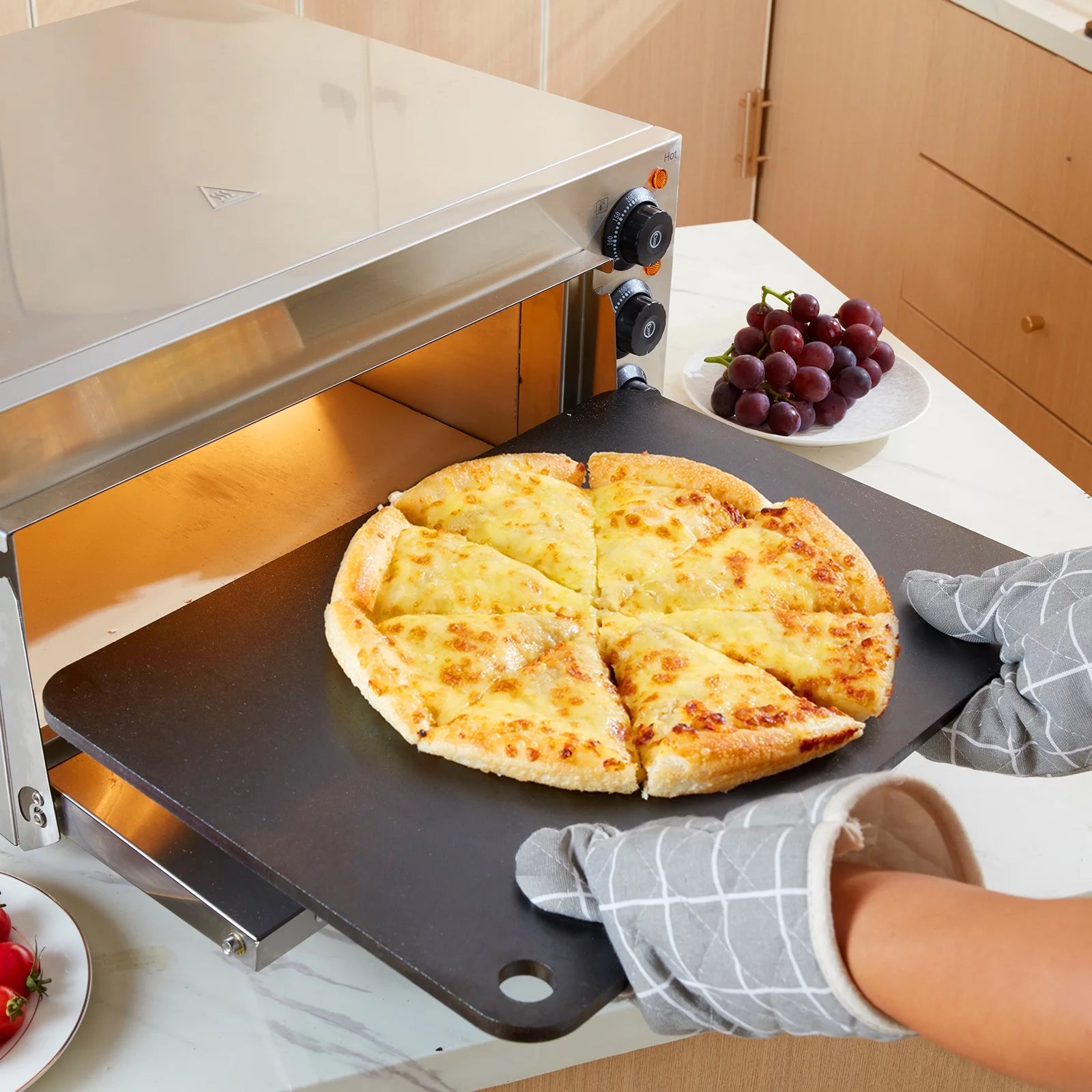 BENTISM Pizza Steel for Oven 20x14 Square Conductive Metal Baking Sheet for Cooking Pizzas Pre-Seasoned Carbon Steel Pizza Baking Stone 3/8 Deluxe