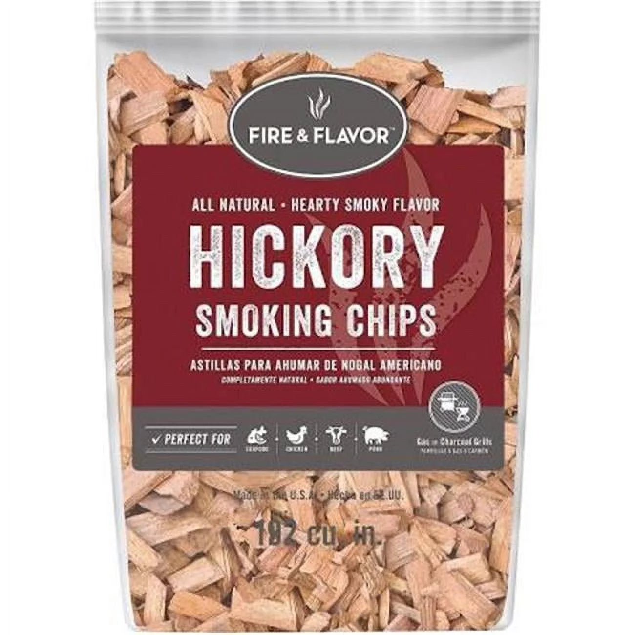 Fire & Flavor Premium All Natural Smoking Wood Chips, 2 Pounds, Hickory