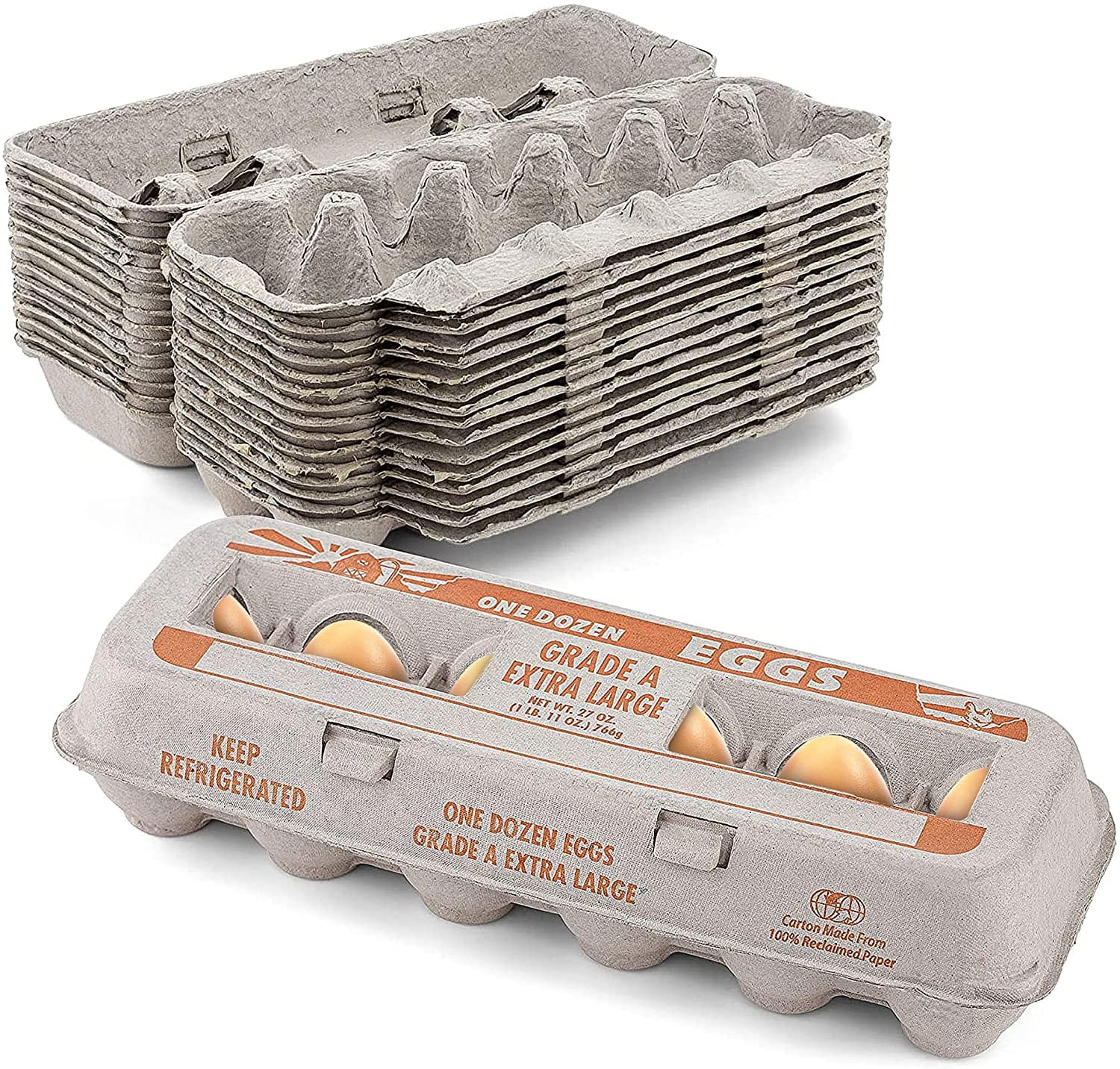 MT Products Printed Beige Paper Egg Cartons | Can Hold 12 XL Eggs - Pack of 15