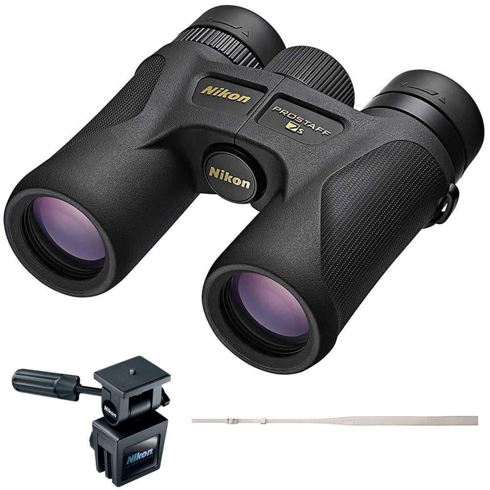 Nikon 16000 PROSTAFF 7S 8x30 Binoculars Bundle with Nikon AN-N2000 Leather Neck Strap (White) and Nikon Binocular and Optics Window Mount