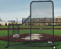 Murray Sporting Goods Baseball Batting L-Screen Protective Net | Pitching L Screen with Portable Wheels, Baseball Sack and Hip Protector for Batting Practice
