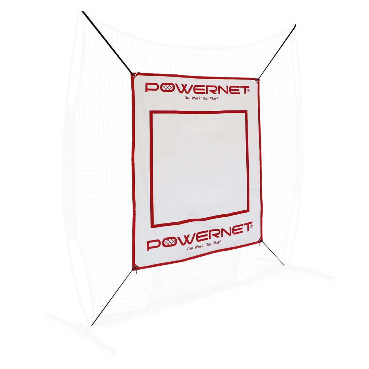 PowerNet Power Pad Canvas Batting Pitching Backstop 46 x 59 Protection Area with Red Strike Zone