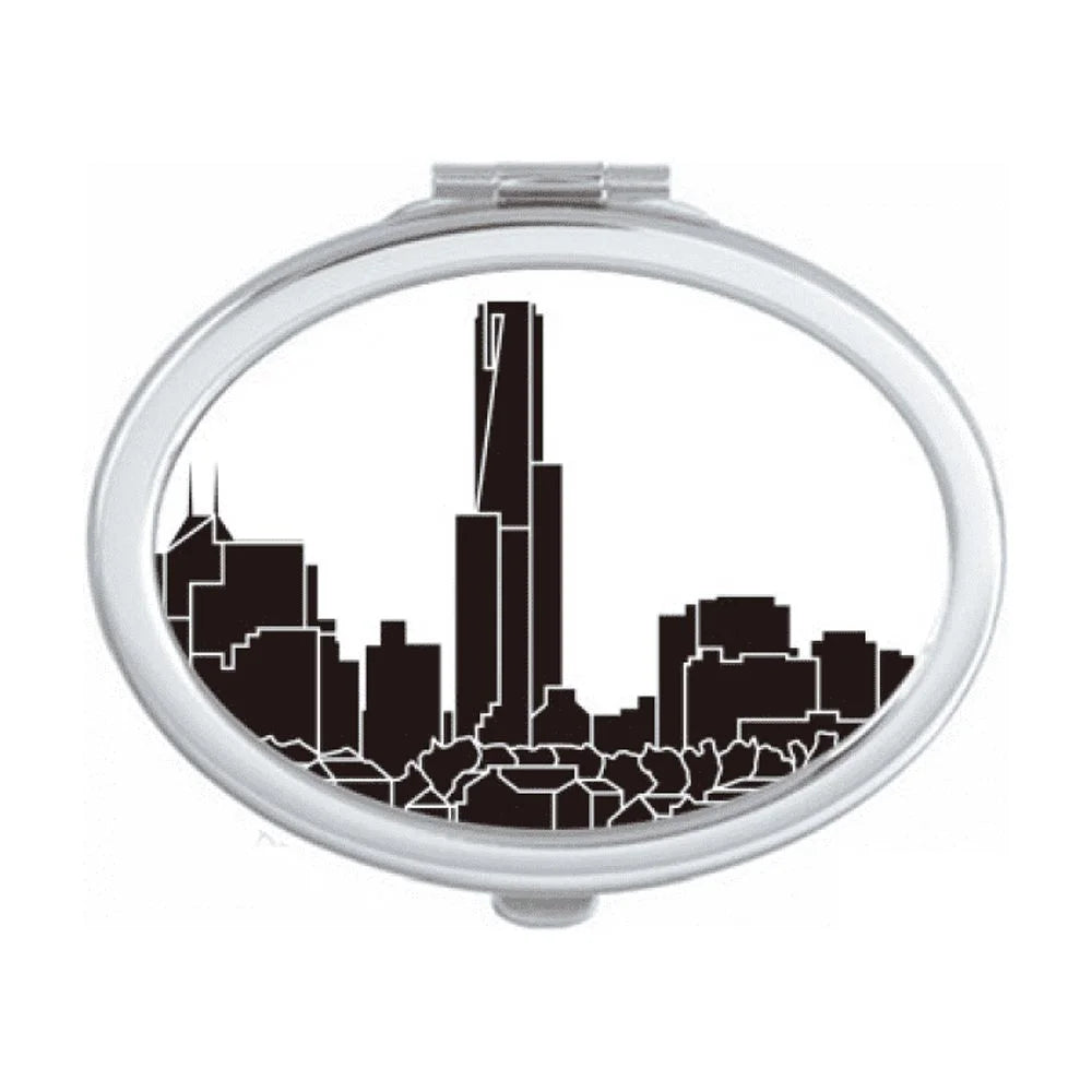 Australia City Landmark Skyscrapers Outline Mirror Portable Fold Hand Makeup Double Side Glasses