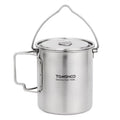 750ml Stainless Steel Pot Portable Mug Cup with Lid and Foldable Handle Camping Cooking Picnic