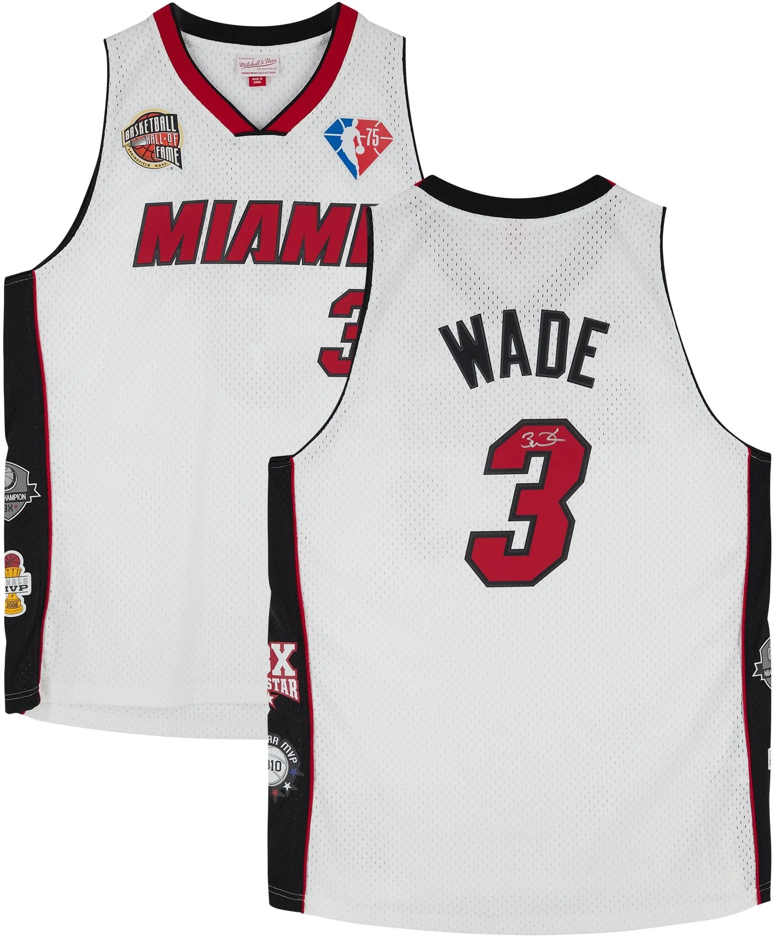 Dwyane Wade Miami Heat Autographed White Mitchell & Ness Hall of Fame Swingman Jersey - Fanatics Authentic Certified