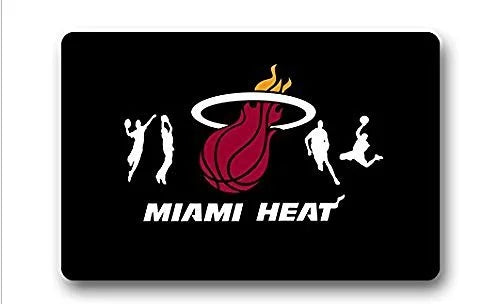 DEYOU Miami Heat Basketball Team Stylish Doormat Outdoor Indoor Floor Mats Non-Slip Bathroom Mats Size 23.6x15.7 Inch