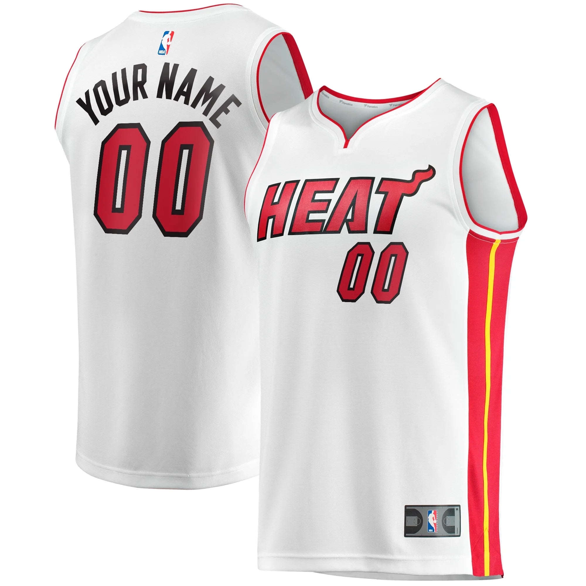 Men's Fanatics Branded White Miami Heat Fast Break Custom Replica Jersey - Association Edition