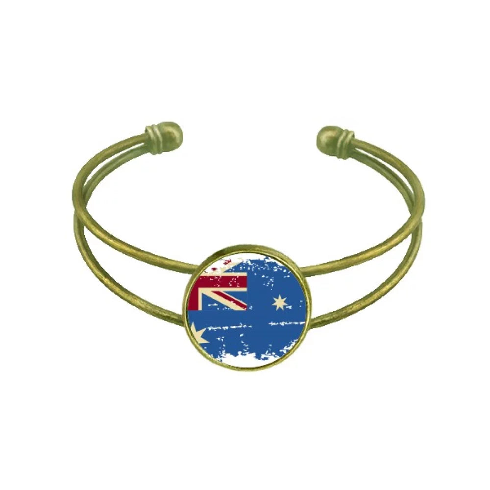 Australia Flavor Flag Retro Illustration Bracelet Bangle Retro Open Cuff Jewelry