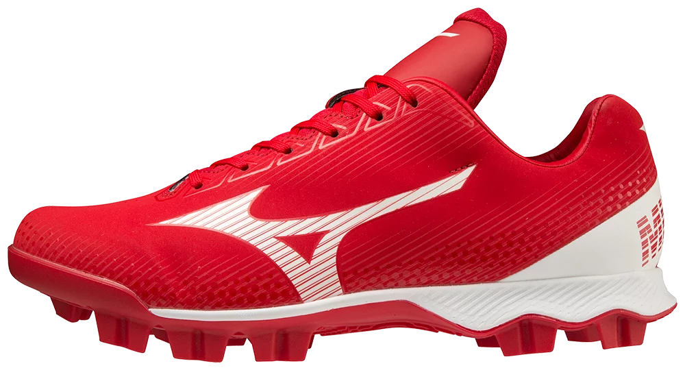 Mizuno Mizuno Wave Lightrevo Tpu Men's Molded Low Baseball Cleat, Size 6.5, Red-White (1000)