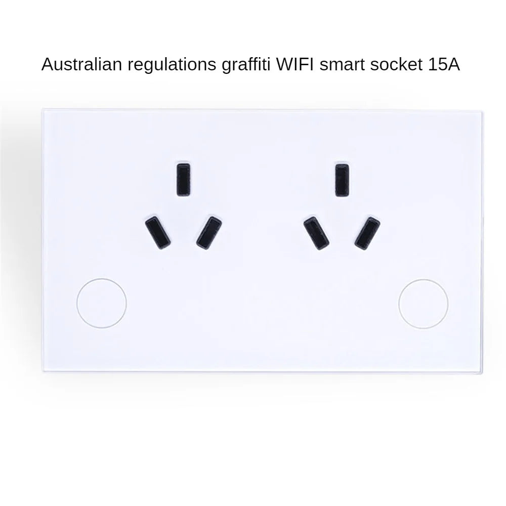 Australian regulations graffiti WIFI smart socket 15A glass panel double plug APP settings open and close the background light