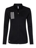 Adidas - Women's 3-Stripes Double Knit Full-Zip - A483 - Black/ Grey Two - Size: XL