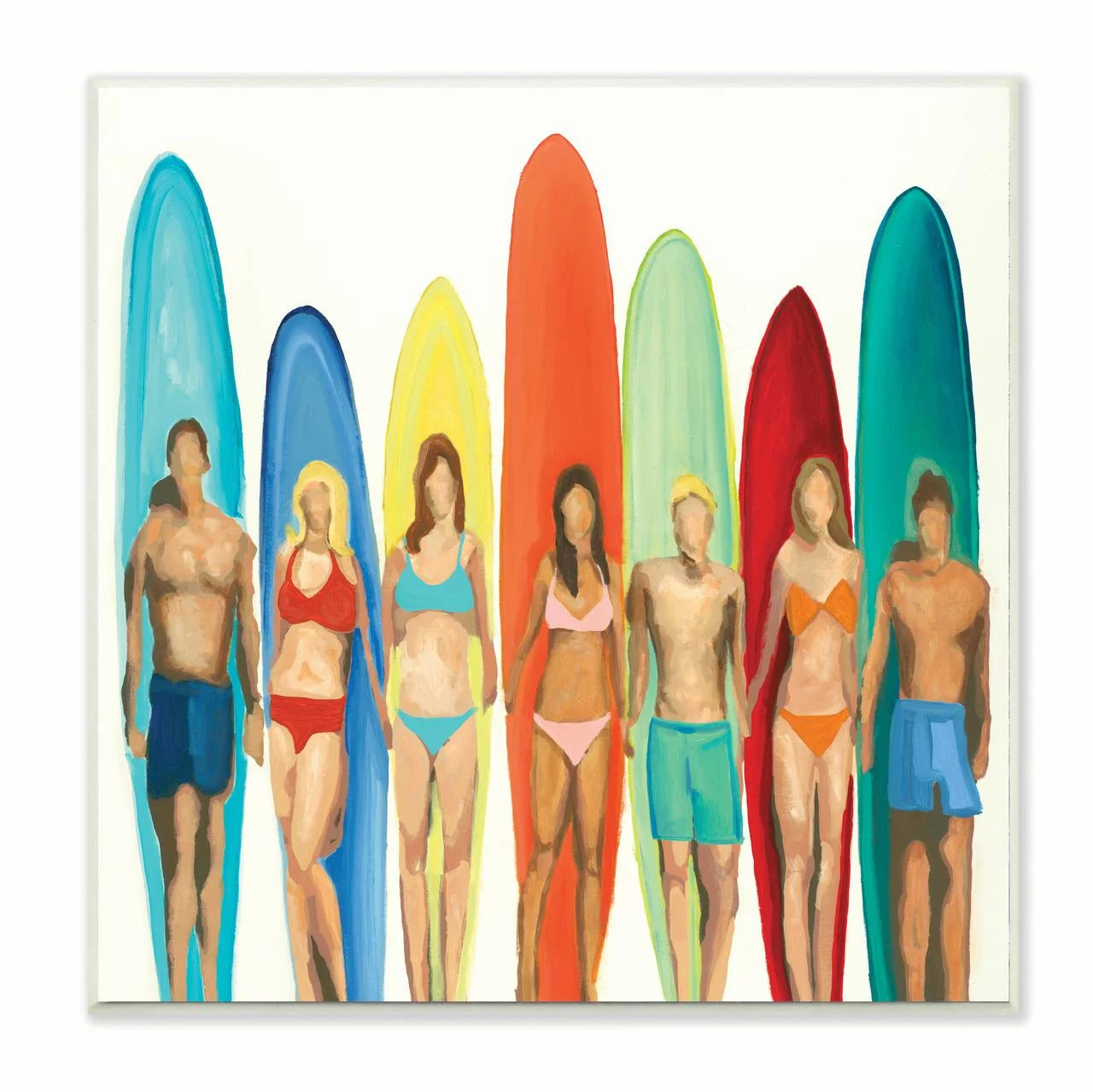 Stupell Industries Surf And Boards Figures Beach Painting Unframed Art Print Wall Art, 12x12, by Third and Wall