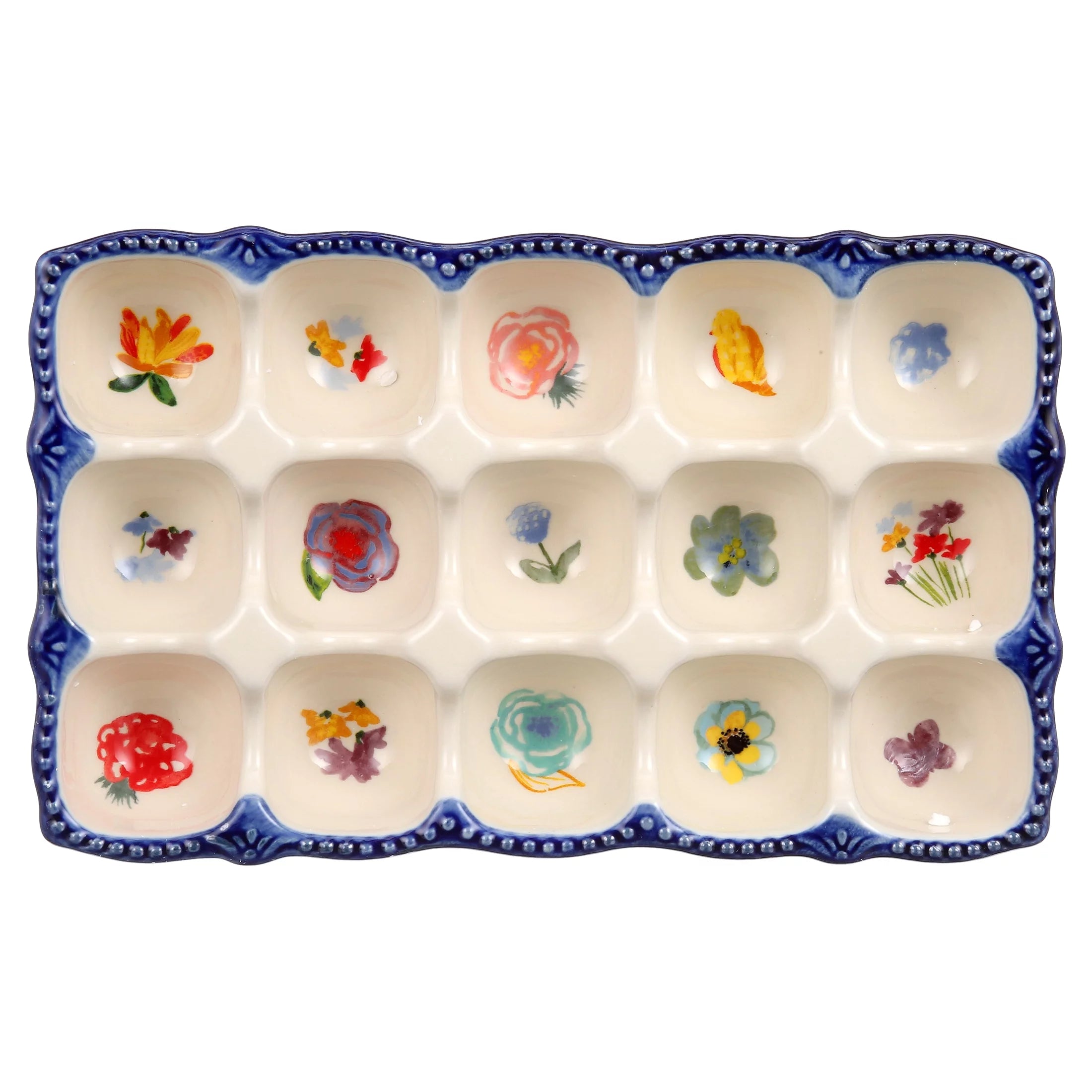 The Pioneer Woman Celia Stoneware 15-Egg Holder in Floral