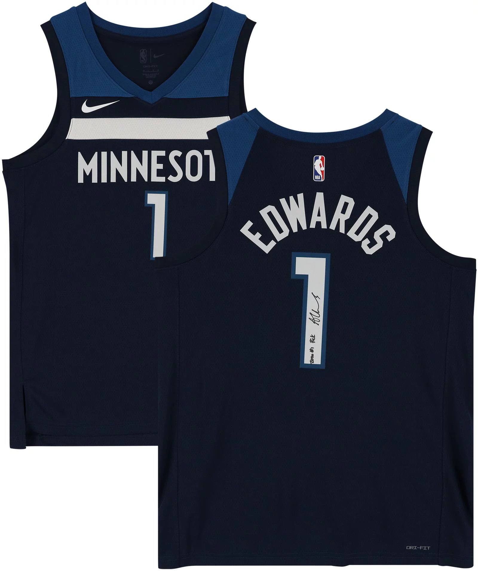 Anthony Edwards Minnesota Timberwolves Autographed Navy 2022-2023 Icon Swingman Jersey with 2020 #1 Pick Inscription - Fanatics Authentic Certified