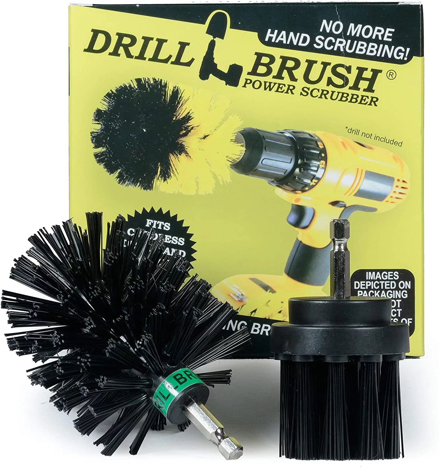 2 Piece Mini Size Long Bristle Black Ultra Stiff Rotary Cleaning Drillbrushes used for Cleaning BBQ Grills, Furnaces, Baked-on Food, and Industrial Applications