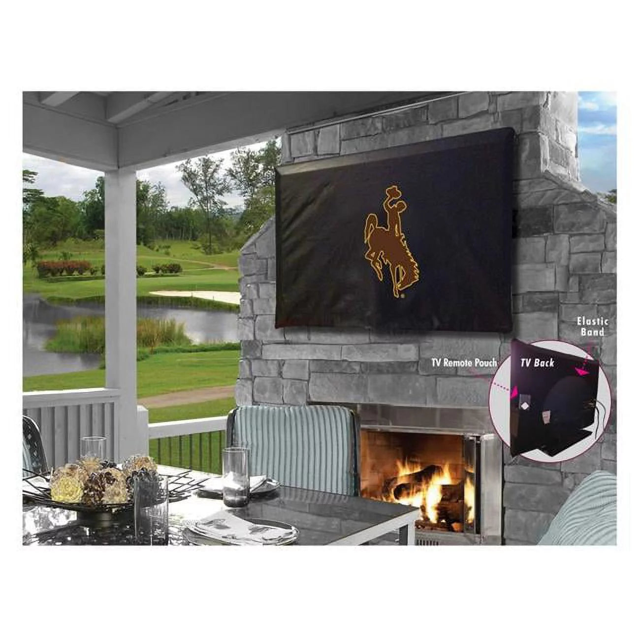 Holland Bar Stool TV50Wymng University of Wyoming Vinyl TV Cover, Black