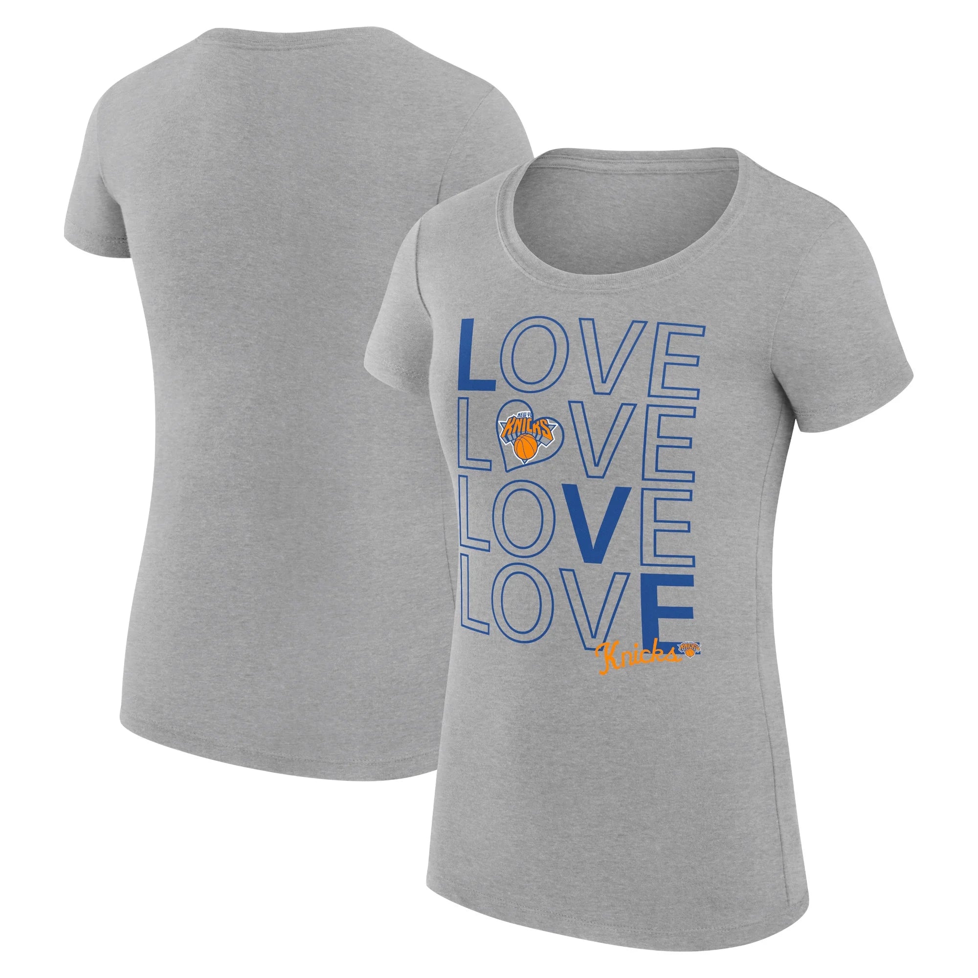 Women's G-III 4Her by Carl Banks Heather Gray New York Knicks Basketball Love Fitted T-Shirt