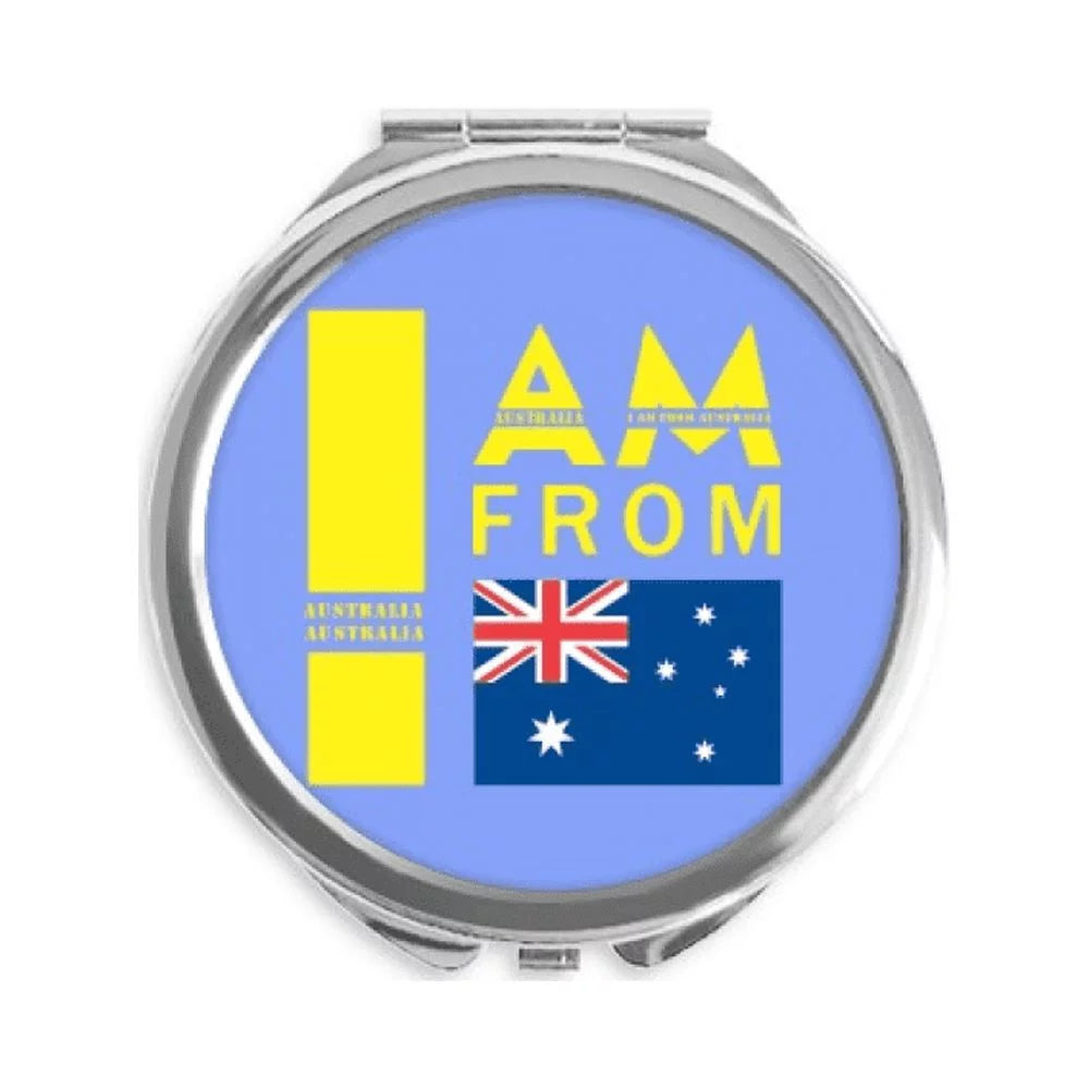 I Am From Australia Art Deco Fashion Hand Compact Mirror Round Portable Pocket Glass