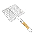 Basket Fish Grilling Basket Portable with Wooden Handle Rustproof Grill Accessories Grill Rack for Fishes Vegetables Party Camping 48cmx25cmx25cm