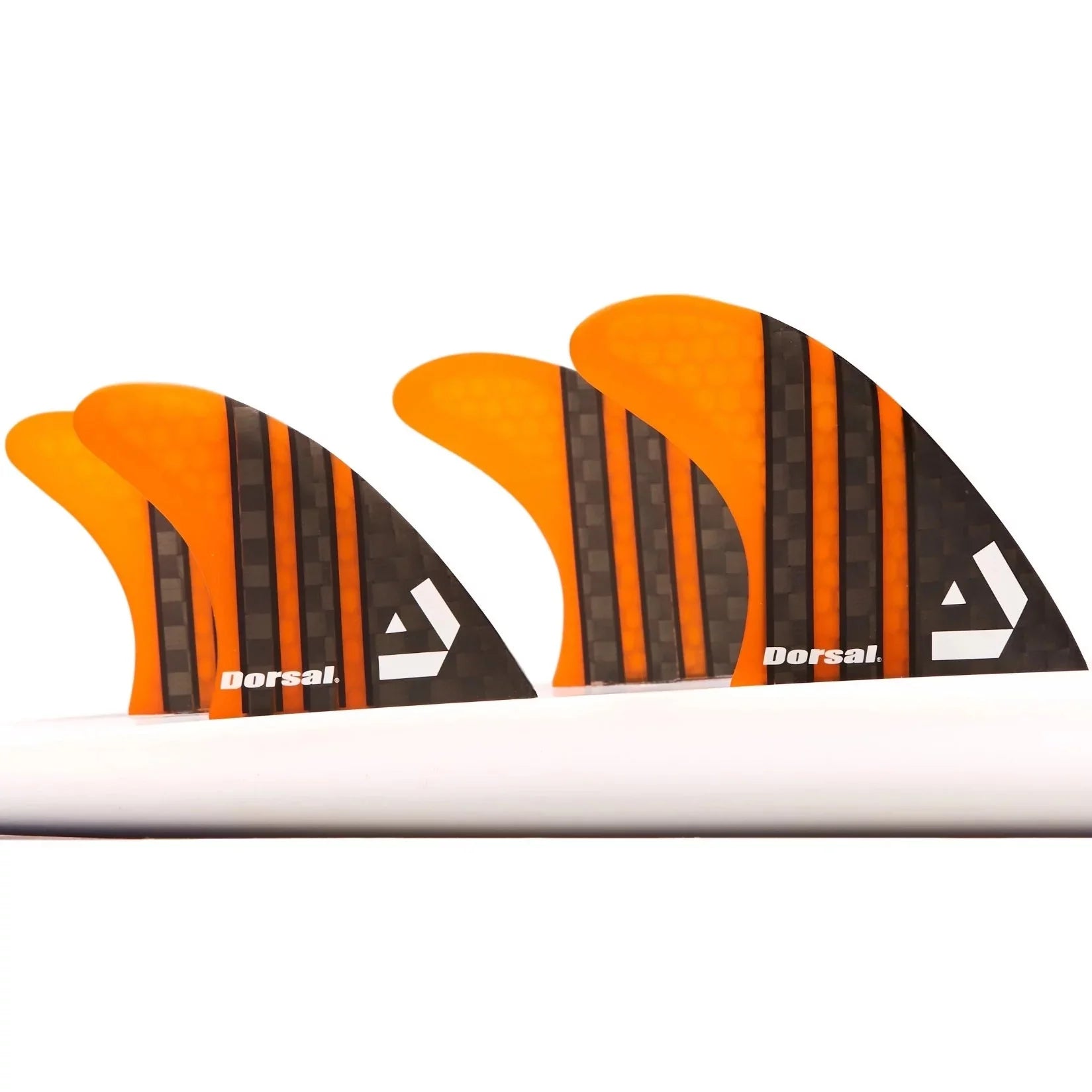 DORSAL Carbon Hexcore Quad Surfboard Fins (4) Honeycomb FUT Compatible Orange