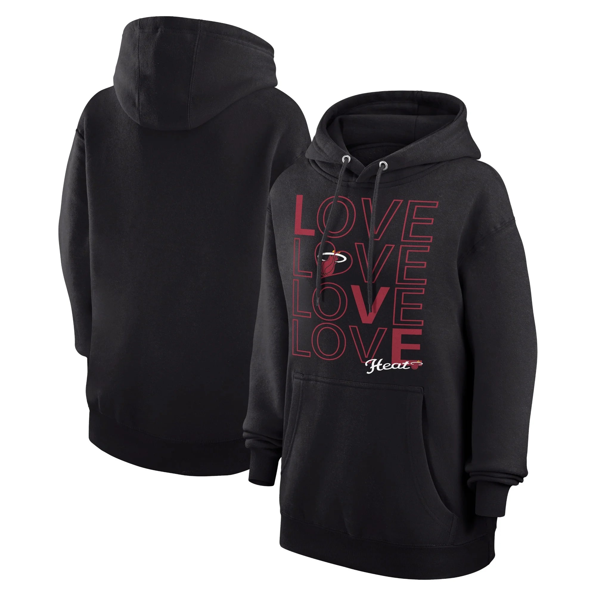 Women's G-III 4Her by Carl Banks  Black Miami Heat Basketball Love Fleece Pullover Hoodie