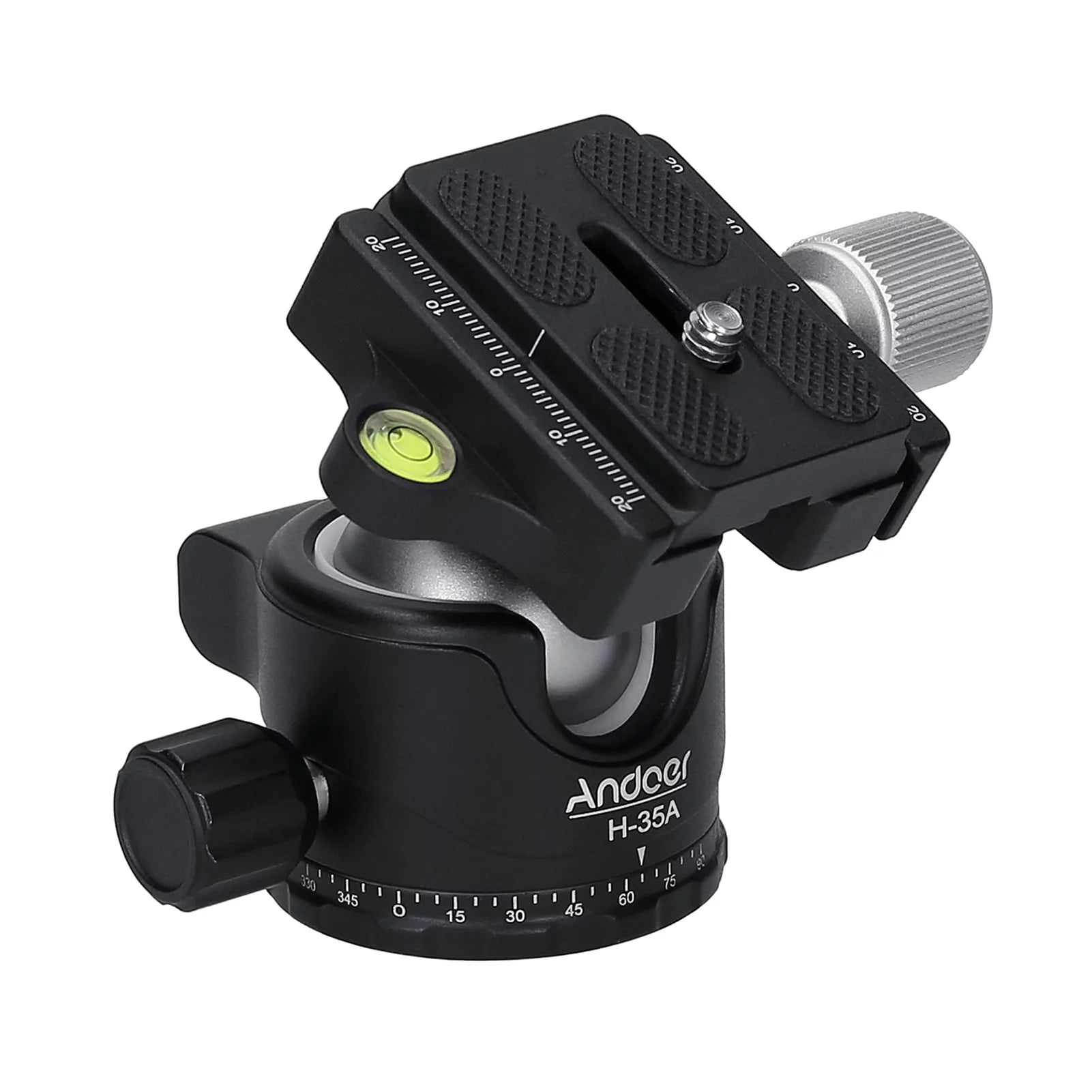 Andoer H-35A Panorama Ballhead Tripod Mount Adapter Ball Head U- Low Gravity Center Aluminium Alloy Max. 15kg/33lbs Load Capacity