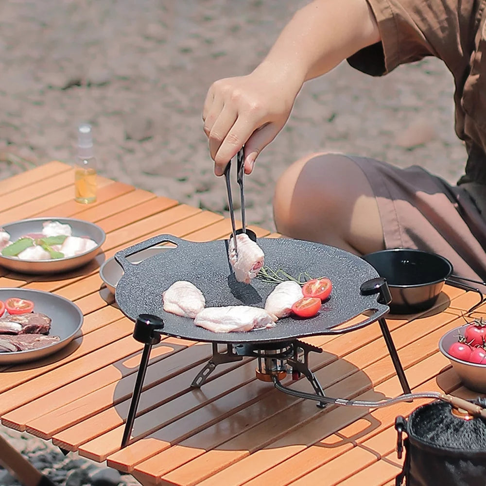 Walmeck Aluminum Alloy Rack for Baking Tray Grill Pan Detachable Support Portable Camping Picnic BBQ Multifunctional Adjustable Bracket for Baking Tray Cooking Accessory