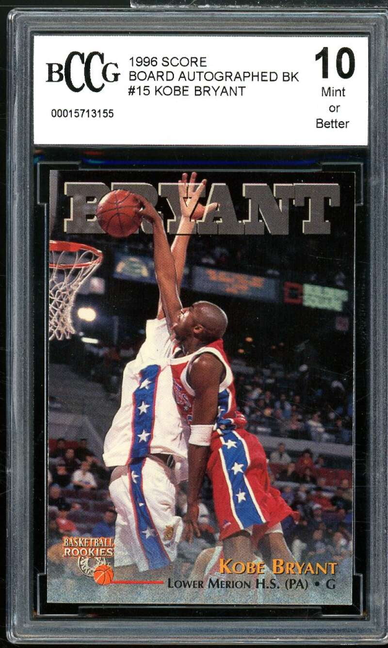 1996 SB Rookies #15 Kobe Bryant Rookie Card BGS BCCG 10 Mint+