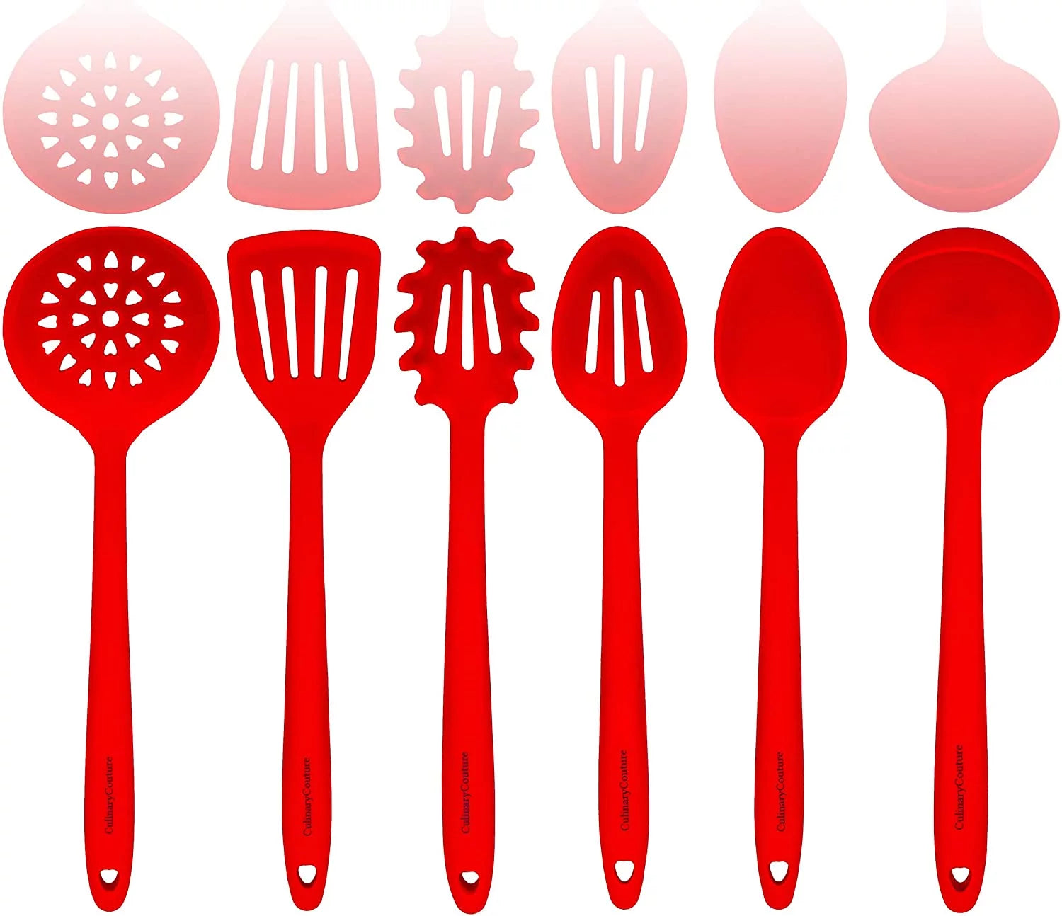Culinary Couture Red Silicone Cooking Utensils Set ¨C Sturdy Steel