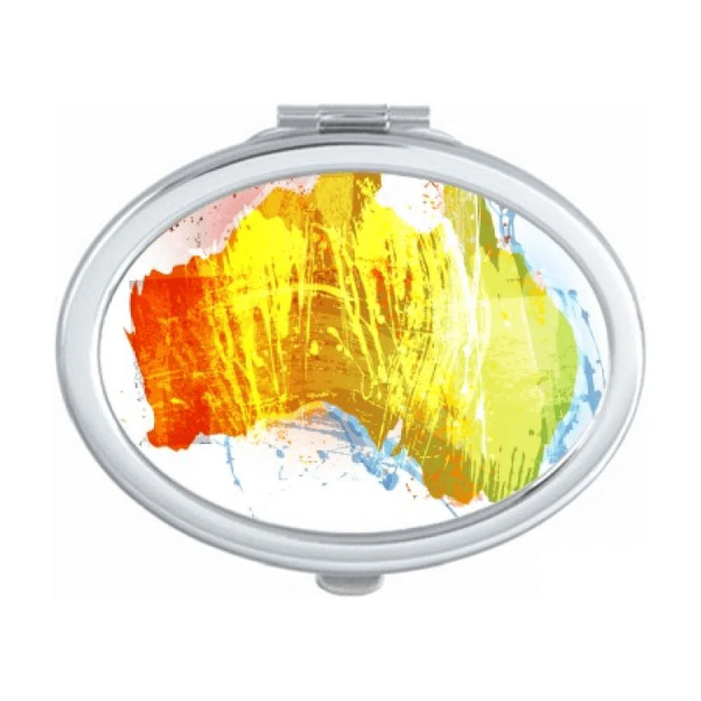 Australia Colorful Map Illustration Pattern Mirror Portable Fold Hand Makeup Double Side Glasses