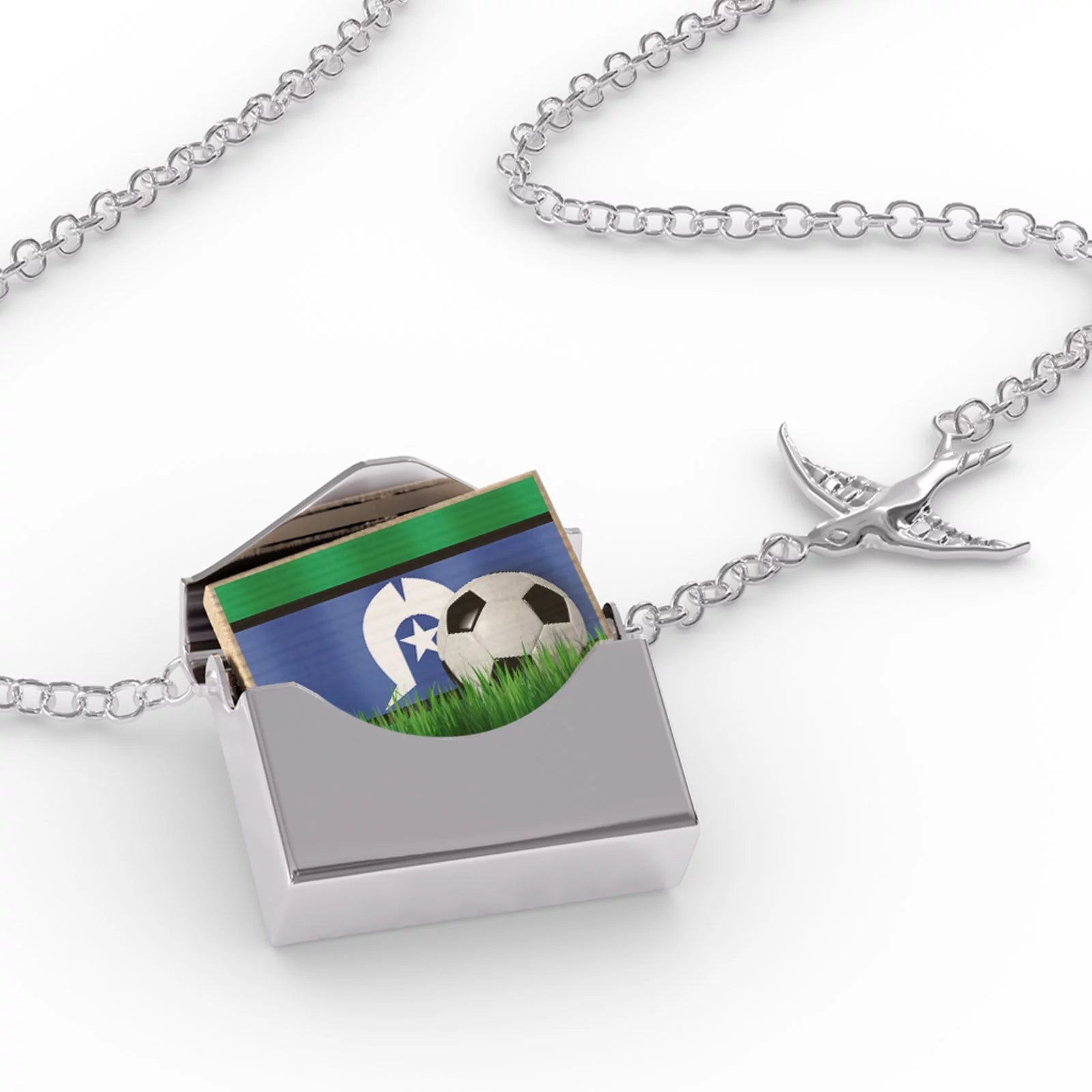 Locket Necklace Soccer Team Flag Torres Strait Islands region Australia in a silver Envelope Neonblond