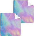 12x12Inx2 Sets Reusable Soft Face Towel,Kitchen Hand Towel Bathroom Absorbent Towel,Gym Hotel Spa-Holographic Rainbow Foil Skin Friendly