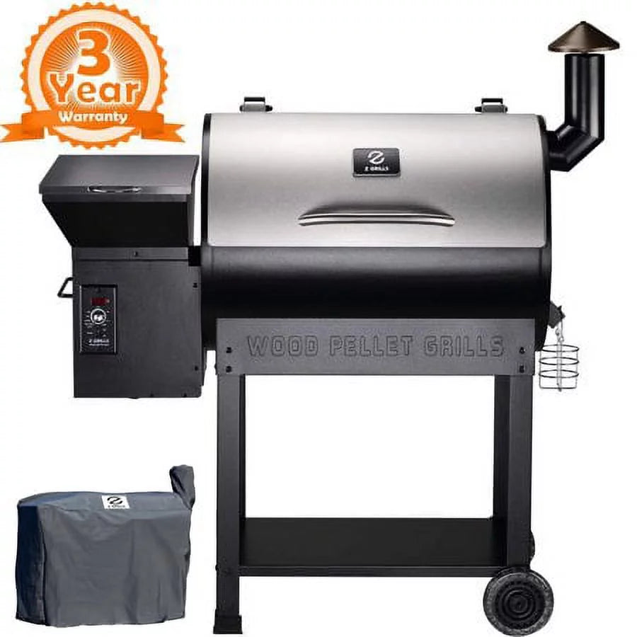 Wood Pellet Grill & Smoker with Patio Cover,700 Cooking Area 7 in 1- Electric Digital Controls Grill for Outdoor BBQ Smoke, Roast, Bake, Braise and BBQ