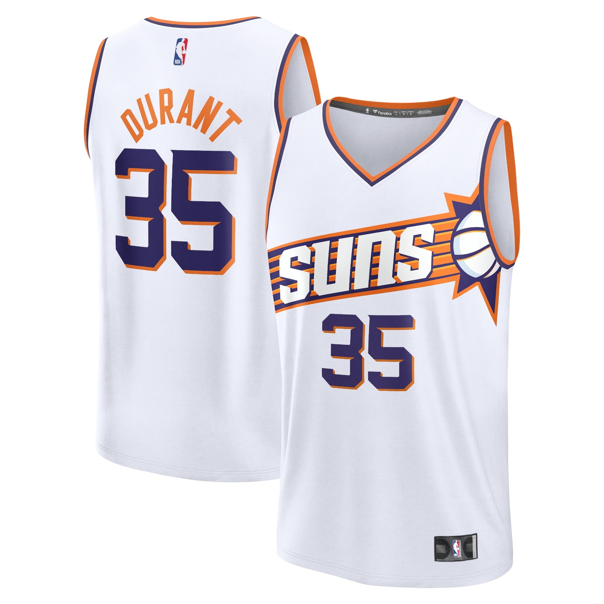 Youth Fanatics Branded Kevin Durant White Phoenix Suns Fast Break Player Jersey - Association Edition