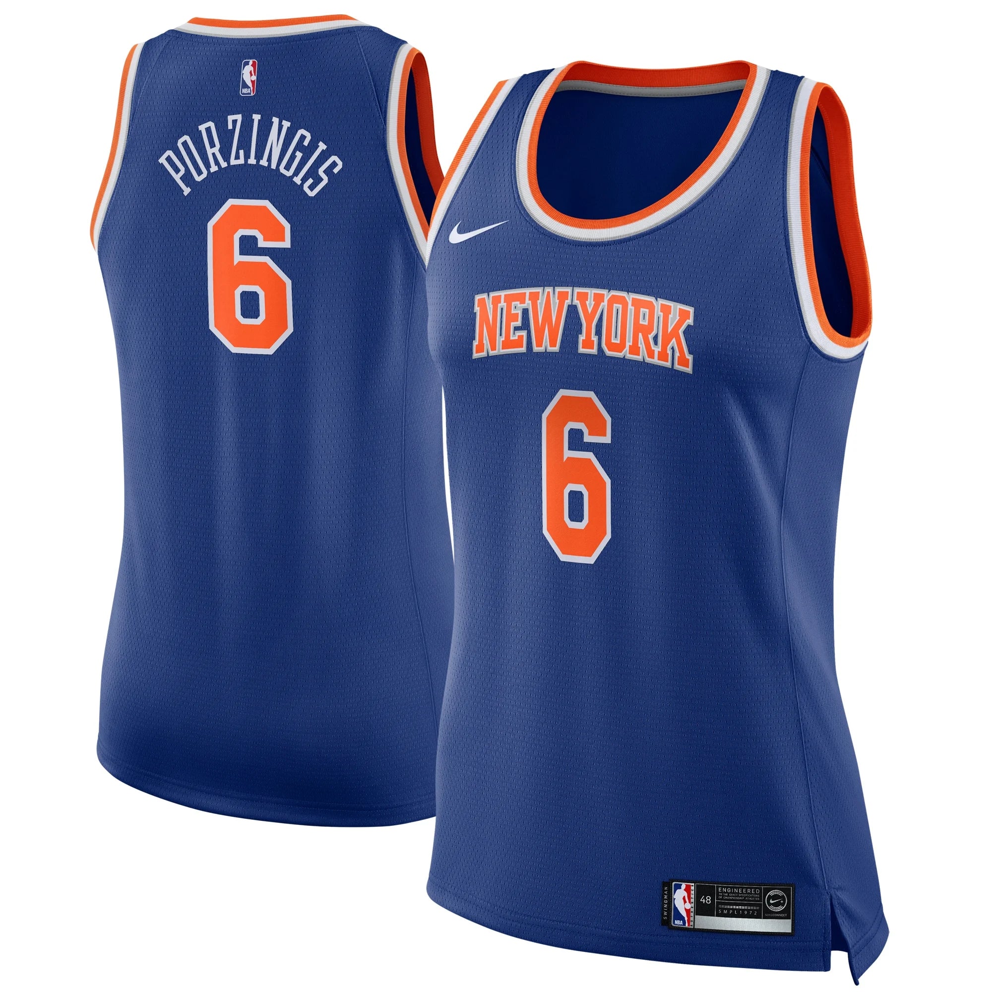 Women's Nike Kristaps Porzingis Blue New York Knicks Swingman Jersey - Icon Edition
