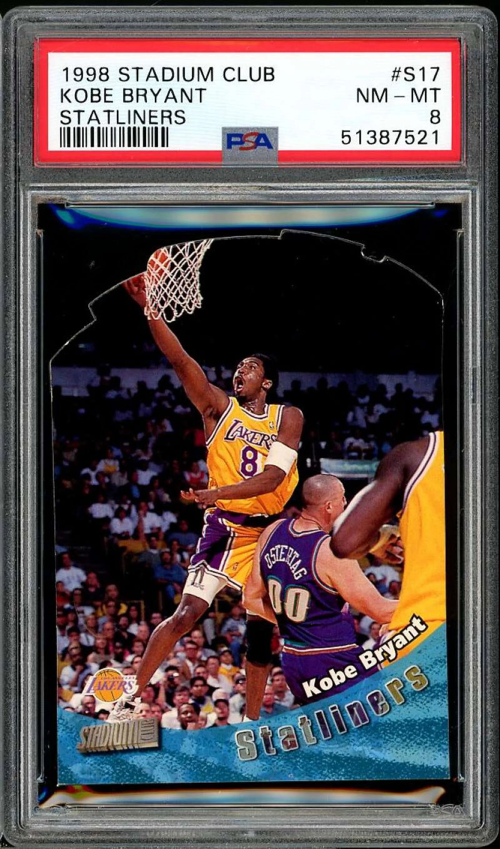 Kobe Bryant Card 1998-99 Stadium Club Statliners #S17 PSA 8