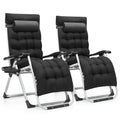 Magshion 2 Pack Patio Zero Gravity Chairs, Folding Recliner with Headrest & Tray, Sunbathing Chair for Poolside Beach Porch Yard, Grey