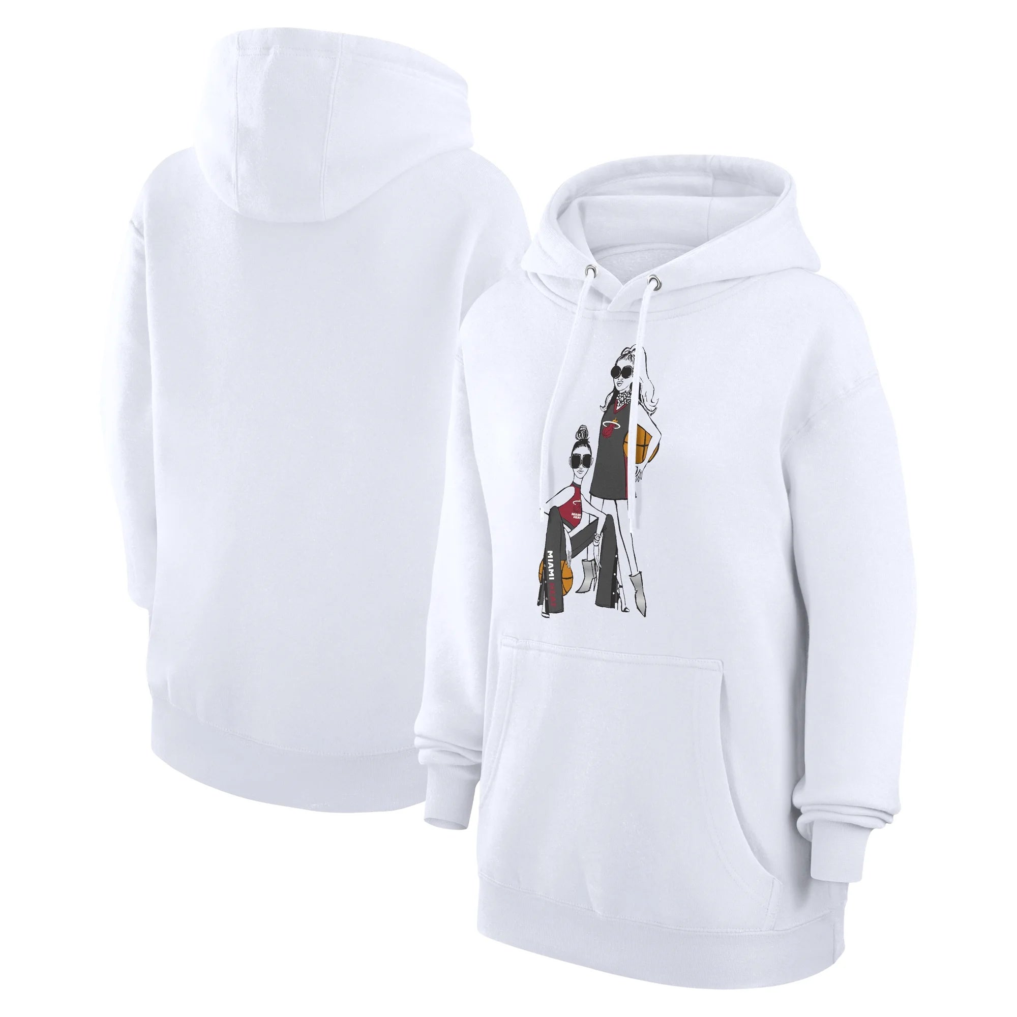 Women's G-III 4Her by Carl Banks White Miami Heat Basketball Girls Fleece Pullover Hoodie