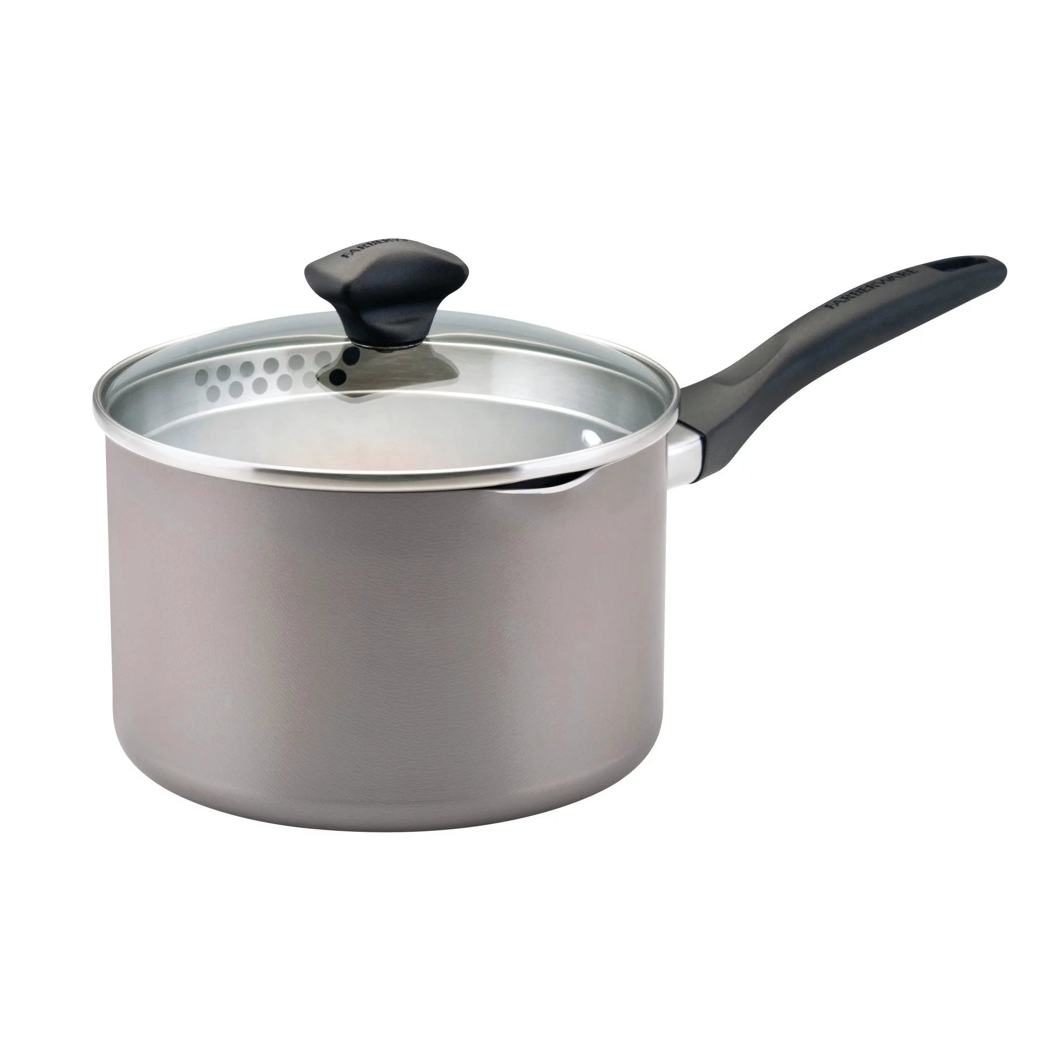 Circulon Symmetry Hard-Anodized Nonstick Induction Straining Sauce Pan with Lid, 3.5-Quart, Chocolate