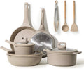 Pots and Pans Set Non Stick, 16Pcs Kitchen Cookware Set, Stackable Induction Cookware, Pot and Pan set, Pans for Cooking, Taupe