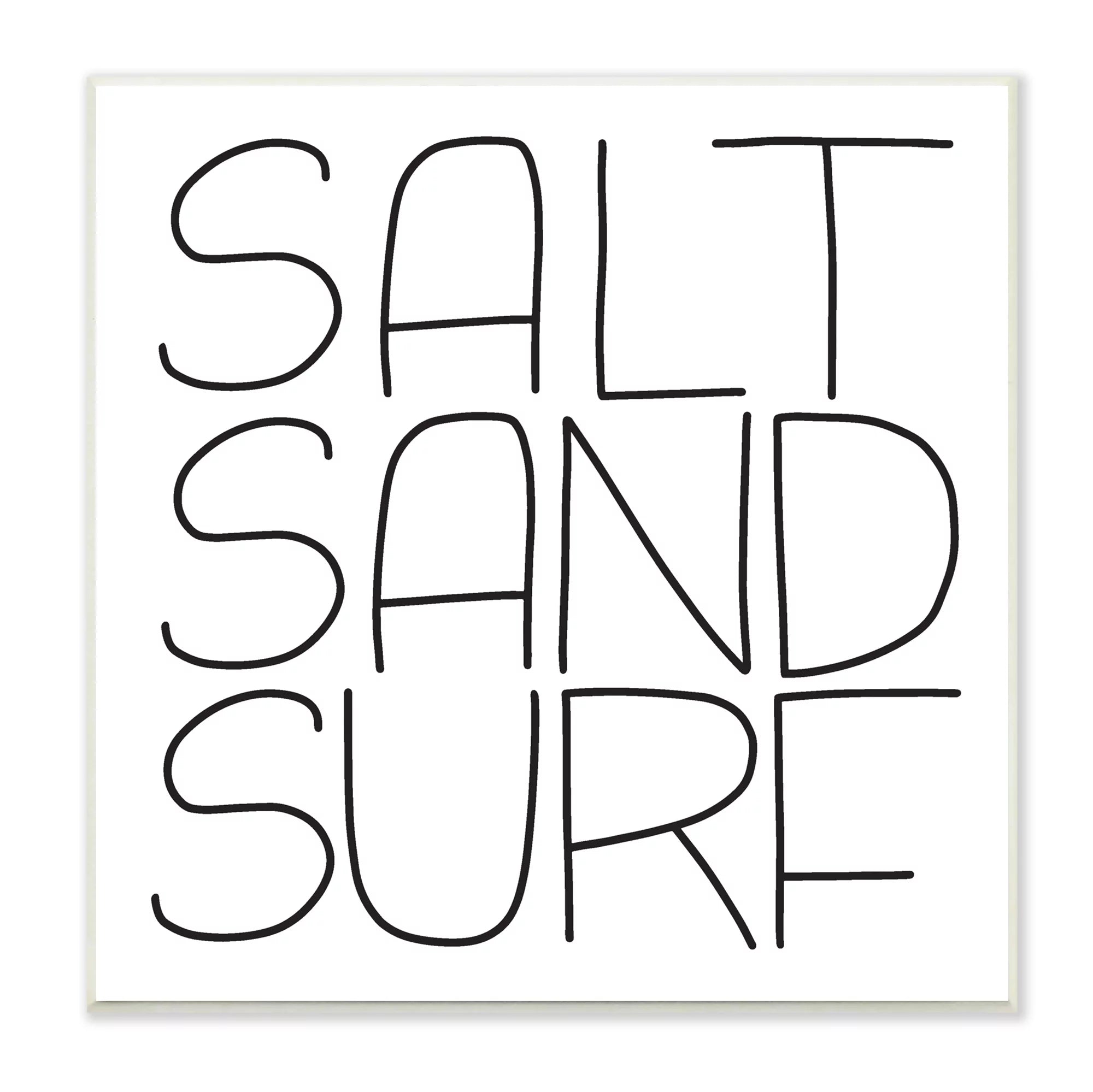 Stupell Industries Salt Sand Surf Beach Sports Calligraphy Phrase Graphic Art Unframed Art Print Wall Art, Design by Leah Bisch