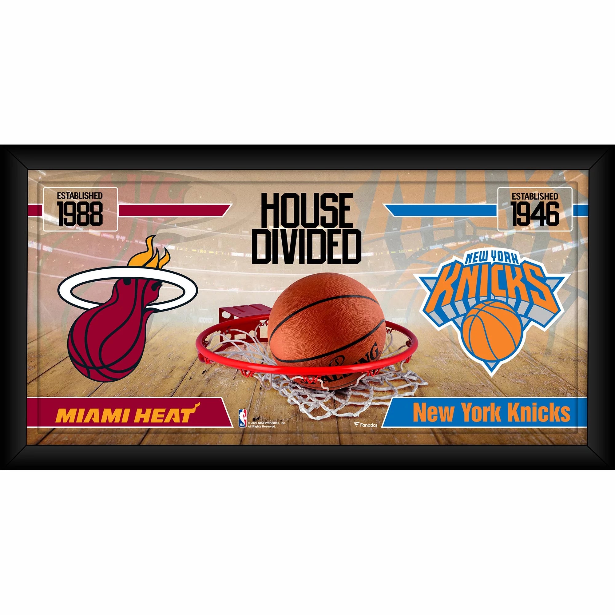 Miami Heat vs. New York Knicks Framed 10 x 20 House Divided Collage