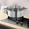 Tongina Stainless Steel Stockpot Induction Pot Warming Milk Cooking Noodle Soup Pot with Lid Hot Pot Cookware for Travel Home Camping 32cm