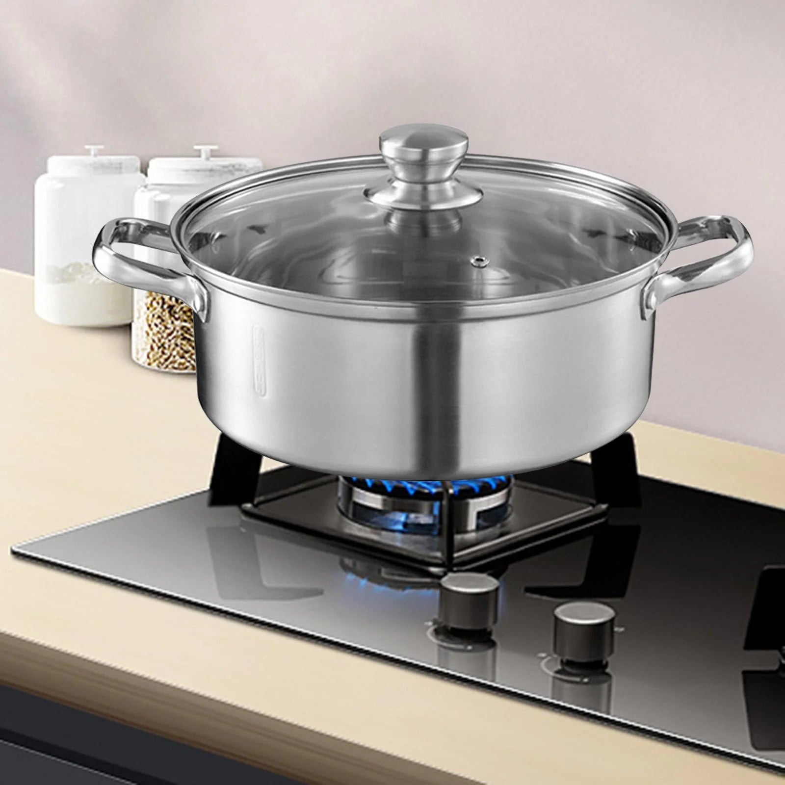 Tongina Stainless Steel Stockpot Induction Pot Warming Milk Cooking Noodle Soup Pot with Lid Hot Pot Cookware for Travel Home Camping 32cm