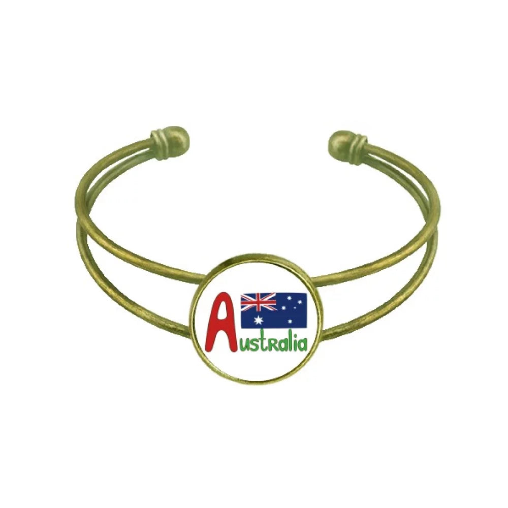 Australia National Flag Red Blue Pattern Bracelet Bangle Retro Open Cuff Jewelry