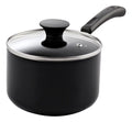 Cook N Home Nonstick Sauce Pan with Glass Lid 2-Qt, Multi-purpose Pot Saucepan Kitchenware, Black, Aluminum