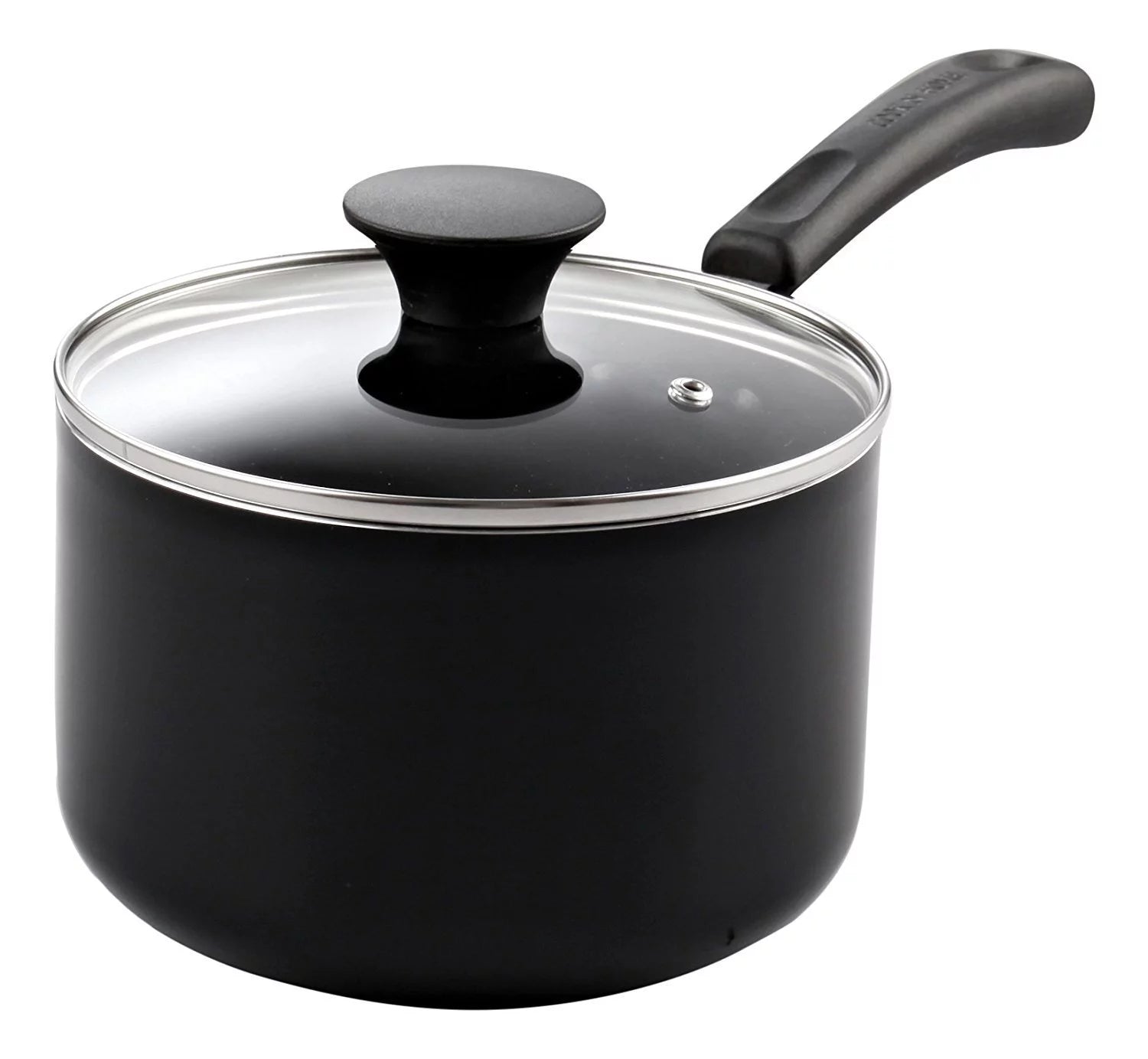 Cook N Home Nonstick Sauce Pan with Glass Lid 2-Qt, Multi-purpose Pot Saucepan Kitchenware, Black, Aluminum