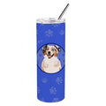 Carolines Treasures WDK1009TBL20 Australian Shepherd Red Merle Tricolor Design2  Stainless Steel 20 oz Skinny Tumbler