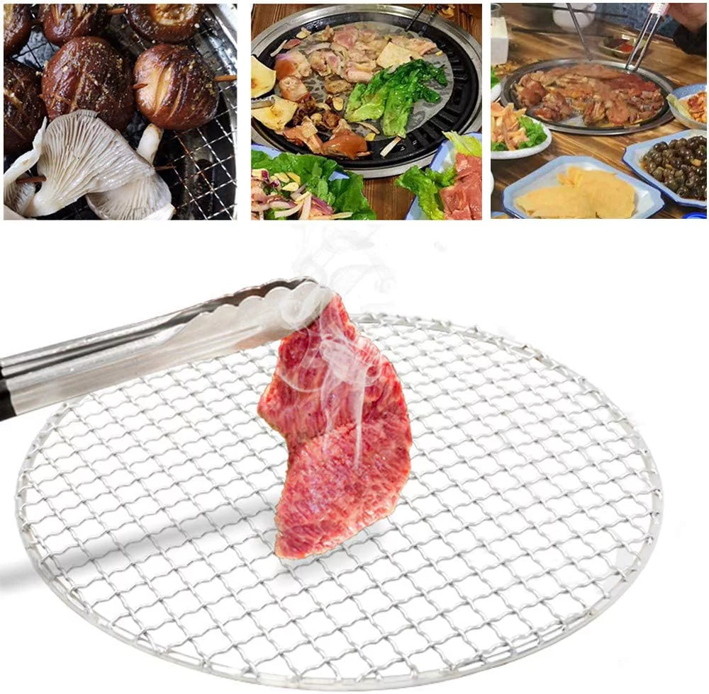 BBQ Grill Net Round Barbecue Mesh Racks Stainless Steel for Outdoor Camping Picnic 40.5cm Reusable